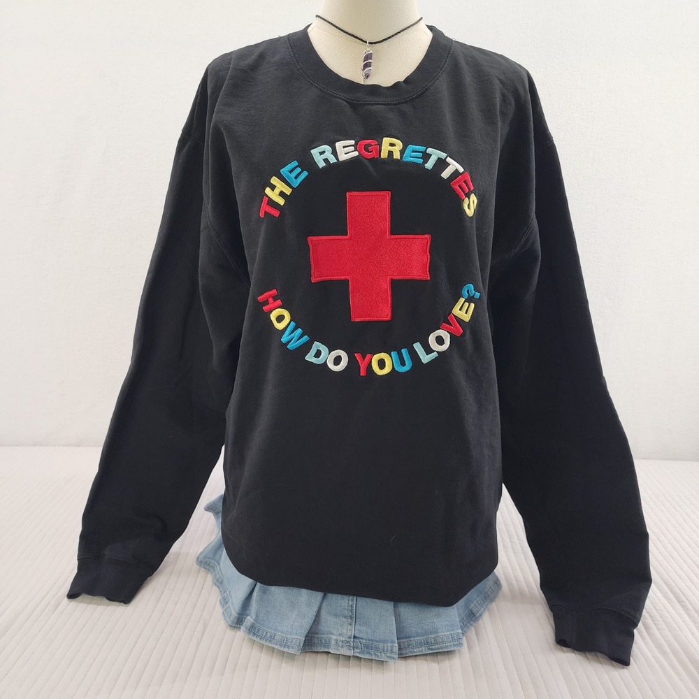 The Regrettes How Do You Love Black Crewneck Sweatshirt Graphic Pop Punk XL